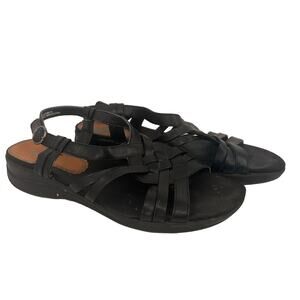 Yuu  Women's Black Jurisa Leather Strappy Sandals Size 8.5